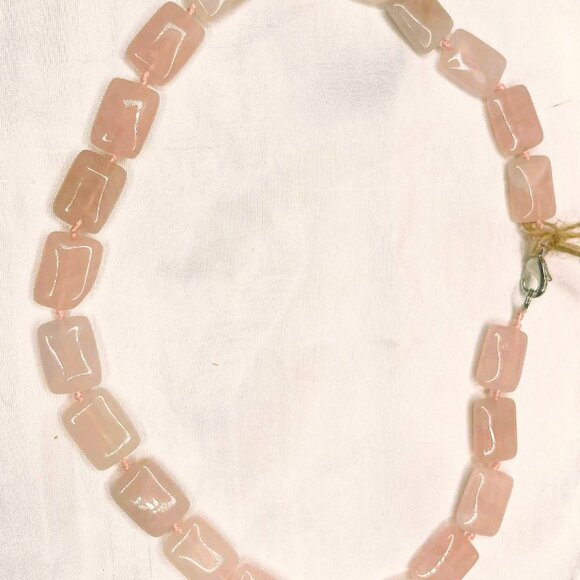 Vintage Pink Rose Quartz Necklace – Natural Stone, 46 cm, Canada - Picture 1 of 8
